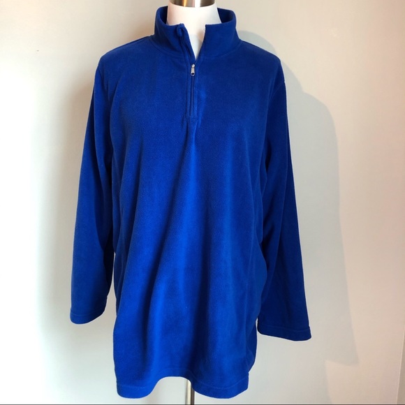 Woman Within Tops - Woman Within Blue Fleece Quarter Zip Pullover, size 1X